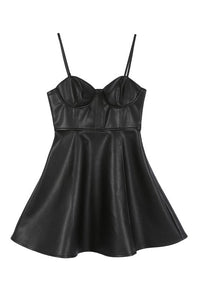 Vegan leather bustier mini dress - Modestly Vogue 