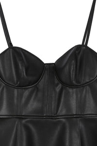 Vegan leather bustier mini dress - Modestly Vogue 