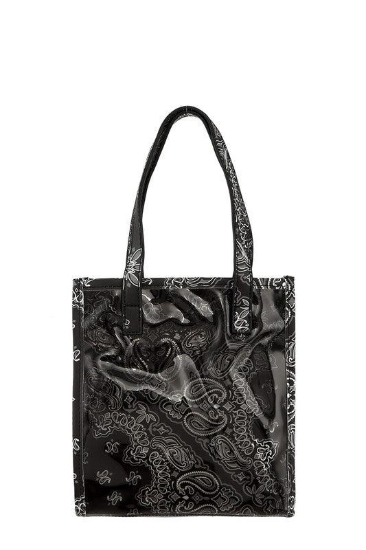 Versatile Handbag | Stylish & Functional Amoeba Print Transparent Small Tote Bag - Modestly Vogue 