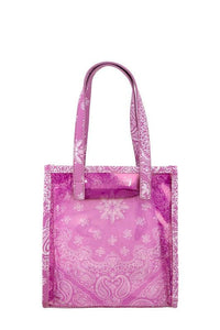 Versatile Handbag | Stylish & Functional Amoeba Print Transparent Small Tote Bag - Modestly Vogue 