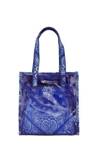 Versatile Handbag | Stylish & Functional Amoeba Print Transparent Small Tote Bag - Modestly Vogue 