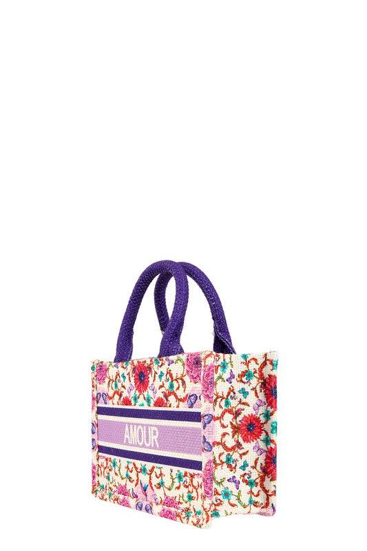 Versatile Handbag | Stylish & Functional AMOUR Flower Oblique Book Small Tote Bag - Modestly Vogue 