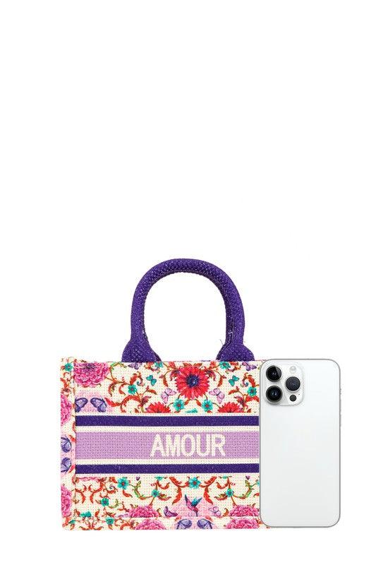 Versatile Handbag | Stylish & Functional AMOUR Flower Oblique Book Small Tote Bag - Modestly Vogue 