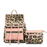 Versatile Handbag | Stylish & Functional Backpack Leopard and Pink Flap Bag Set for Women - Modestly Vogue 