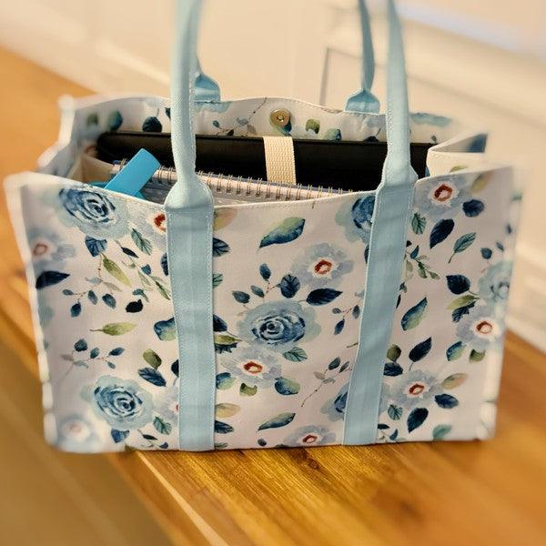 Versatile Handbag | Stylish & Functional Bloom Blue Floral Couture Tote - Modestly Vogue 