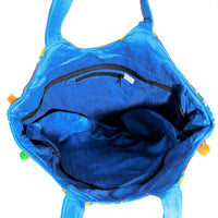 Versatile Handbag | Stylish & Functional Blue Embroidered Elephant Tote - Modestly Vogue 