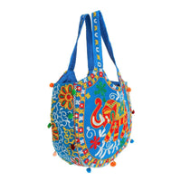 Versatile Handbag | Stylish & Functional Blue Embroidered Elephant Tote - Modestly Vogue 