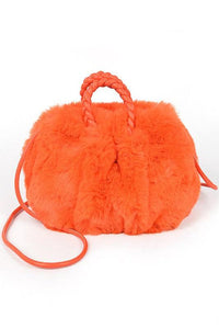 Versatile Handbag | Stylish & Functional Braided Handle Faux Fur Plushy Bag - Modestly Vogue 