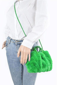 Versatile Handbag | Stylish & Functional Braided Handle Faux Fur Plushy Bag - Modestly Vogue 