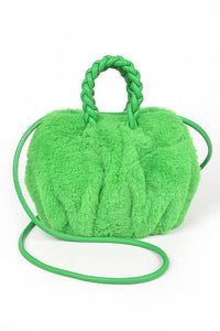 Versatile Handbag | Stylish & Functional Braided Handle Faux Fur Plushy Bag - Modestly Vogue 