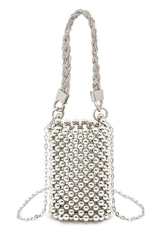 Versatile Handbag | Stylish & Functional Braided Shiny Beads Top Handle Swing Clutch Bag - Modestly Vogue 