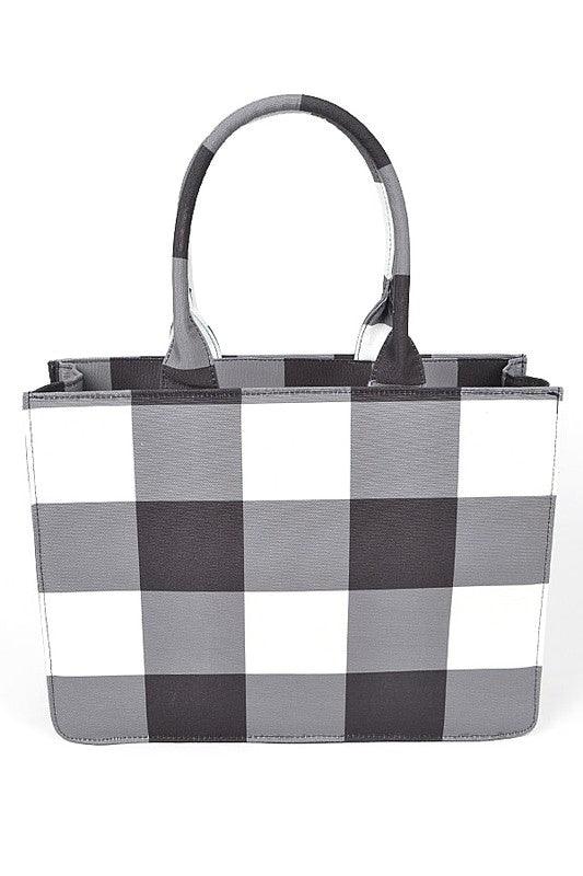 Versatile Handbag | Stylish & Functional Buffalo Check Large Zipper Structure Tote - Modestly Vogue 