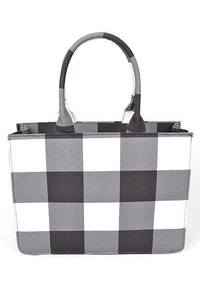 Versatile Handbag | Stylish & Functional Buffalo Check Large Zipper Structure Tote - Modestly Vogue 