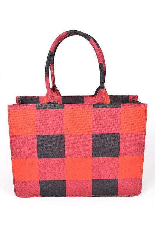 Versatile Handbag | Stylish & Functional Buffalo Check Large Zipper Structure Tote - Modestly Vogue 