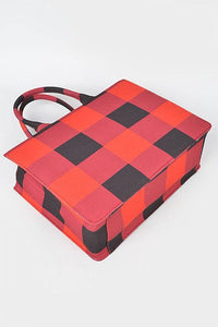 Versatile Handbag | Stylish & Functional Buffalo Check Large Zipper Structure Tote - Modestly Vogue 