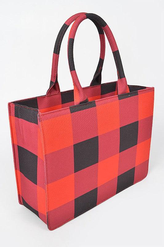 Versatile Handbag | Stylish & Functional Buffalo Check Large Zipper Structure Tote - Modestly Vogue 