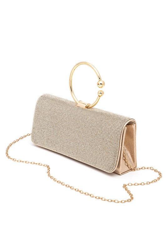 Versatile Handbag | Stylish & Functional Circle Handle Rhinestone Evening Clutch Bag - Modestly Vogue 