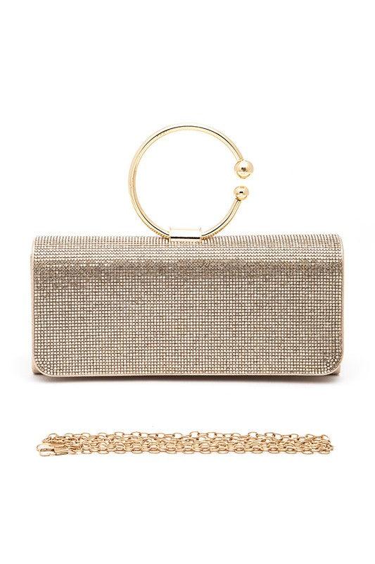 Versatile Handbag | Stylish & Functional Circle Handle Rhinestone Evening Clutch Bag - Modestly Vogue 