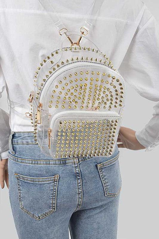 Versatile Handbag | Stylish & Functional Clear Studded Iconic Backpack - Modestly Vogue 