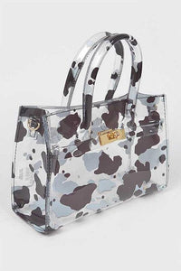 Versatile Handbag | Stylish & Functional Cleared Cow Print Convertible Bag - Modestly Vogue 