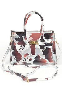 Versatile Handbag | Stylish & Functional Cleared Cow Print Convertible Bag - Modestly Vogue 