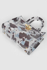 Versatile Handbag | Stylish & Functional Cleared Cow Print Convertible Bag - Modestly Vogue 