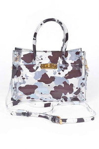 Versatile Handbag | Stylish & Functional Cleared Cow Print Convertible Bag - Modestly Vogue 