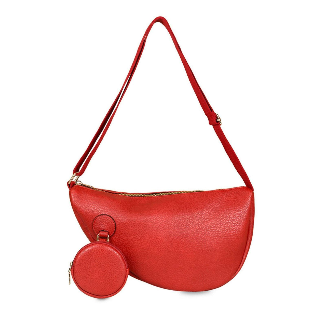 Versatile Handbag | Stylish & Functional Crossbody Red Round Pouch Bag Set for Women - Modestly Vogue 