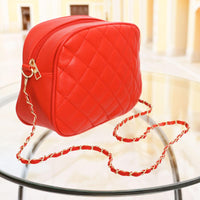 Versatile Handbag | Stylish & Functional Crossbody Small Red Quilted Chain Strap Bag Women - Modestly Vogue 