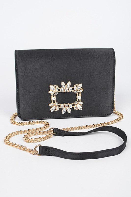 Versatile Handbag | Stylish & Functional Crystal Buckle Designed Satin Crossbody Bag - Modestly Vogue 