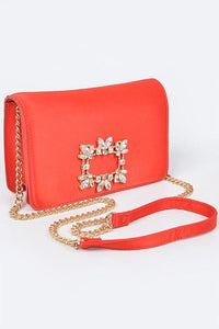 Versatile Handbag | Stylish & Functional Crystal Buckle Designed Satin Crossbody Bag - Modestly Vogue 