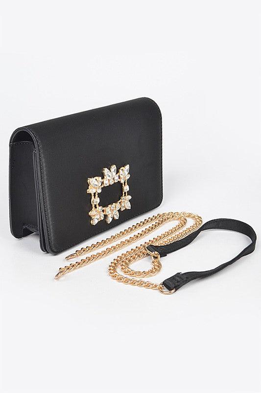 Versatile Handbag | Stylish & Functional Crystal Buckle Designed Satin Crossbody Bag - Modestly Vogue 