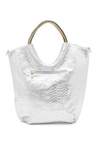 Versatile Handbag | Stylish & Functional Crystal Studs Embellished Top Handle Tote Bag - Modestly Vogue 