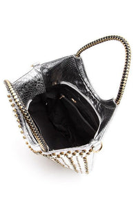 Versatile Handbag | Stylish & Functional Crystal Studs Embellished Top Handle Tote Bag - Modestly Vogue 