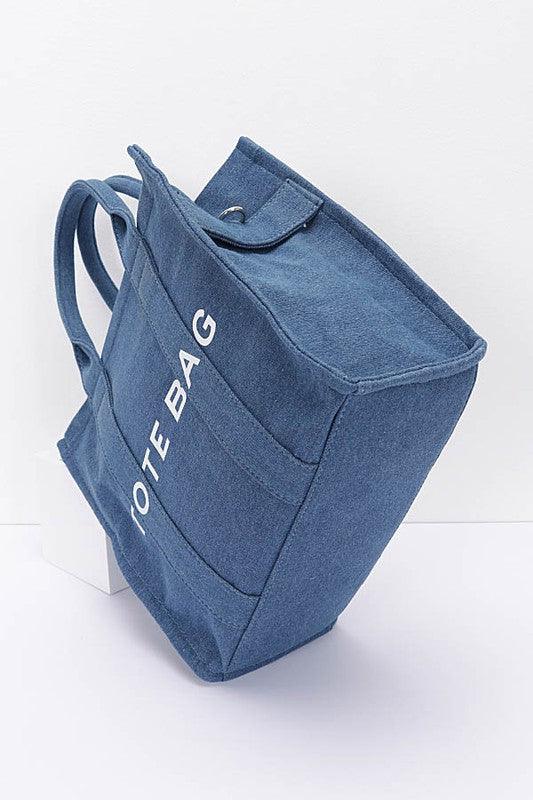 Denim Handbag | Functional Convertible Small Tote Bag - Modestly Vogue 