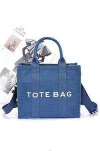 Denim Handbag | Functional Convertible Small Tote Bag - Modestly Vogue 