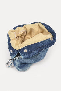 Denim Handbag | Functional Quilted Large Shoulder Bag - Modestly Vogue 