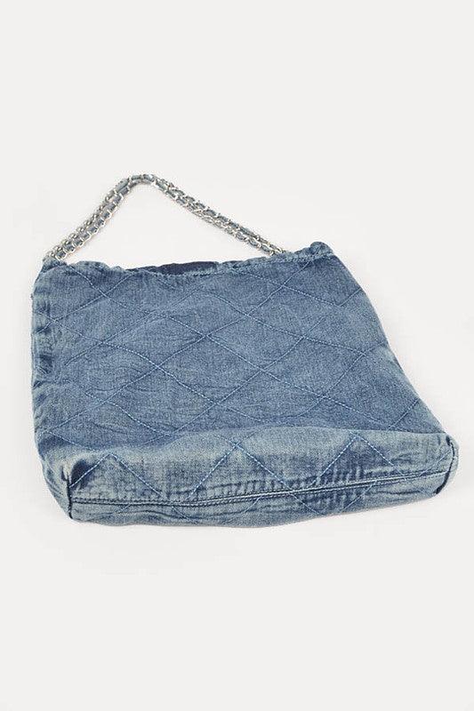 Denim Handbag | Functional Quilted Large Shoulder Bag - Modestly Vogue 