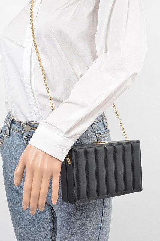 Versatile Handbag | Stylish & Functional Embossed Box Top Handle Clutch Bag - Modestly Vogue 