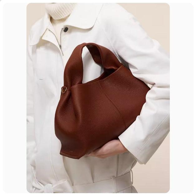 Versatile Handbag | Stylish & Functional French Niche Boling Cloud Bag Lychee Pattern Soft Leather All Match Open Handbag for Women One-Shoulder Crossboby Bag - Modestly Vogue 