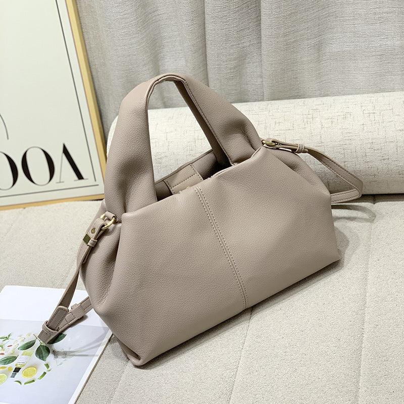 Versatile Handbag | Stylish & Functional French Niche Boling Cloud Bag Lychee Pattern Soft Leather All Match Open Handbag for Women One-Shoulder Crossboby Bag - Modestly Vogue 