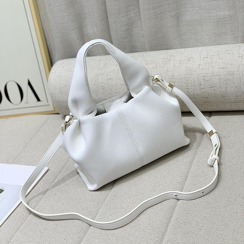 Versatile Handbag | Stylish & Functional French Niche Boling Cloud Bag Lychee Pattern Soft Leather All Match Open Handbag for Women One-Shoulder Crossboby Bag - Modestly Vogue 