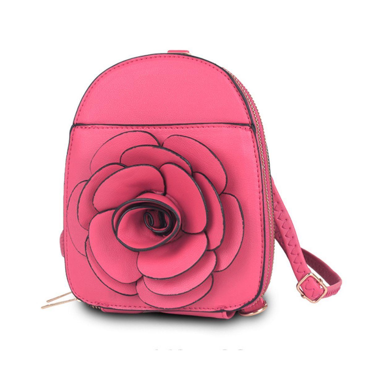 Versatile Handbag | Stylish & Functional Fuchsia Flower Mini Backpack - Modestly Vogue 