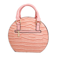 Versatile Handbag | Stylish & Functional Handbag Round Pink Flower Croc Bag for Women - Modestly Vogue 