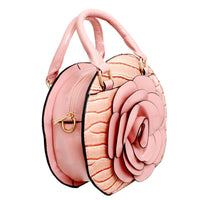 Versatile Handbag | Stylish & Functional Handbag Round Pink Flower Croc Bag for Women - Modestly Vogue 