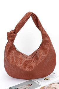 Versatile Handbag | Stylish & Functional Knotted Handle Embossed Faux Leather Shoulder Bag - Modestly Vogue 