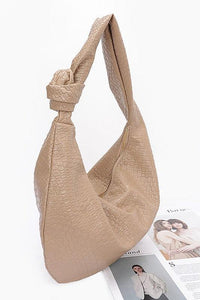 Versatile Handbag | Stylish & Functional Knotted Handle Embossed Faux Leather Shoulder Bag - Modestly Vogue 