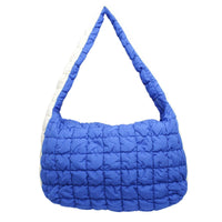 Versatile Handbag | Stylish & Functional Large Blue Ivory Quilted Shoulder Bag - Modestly Vogue 