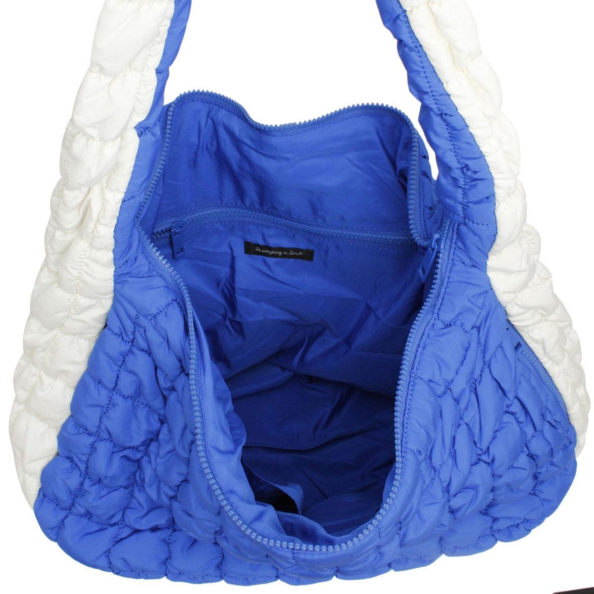 Versatile Handbag | Stylish & Functional Large Blue Ivory Quilted Shoulder Bag - Modestly Vogue 