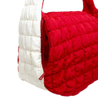 Versatile Handbag | Stylish & Functional Large Red Ivory Quilted Shoulder Bag - Modestly Vogue 